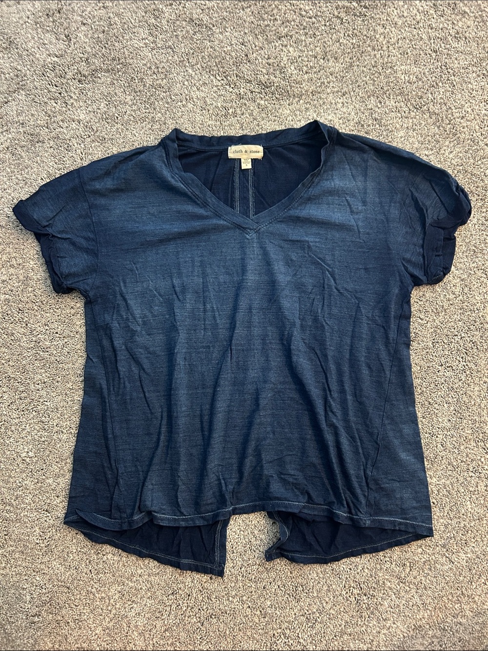 cloth & stone Navy V-Neck Short Sleeve Tee